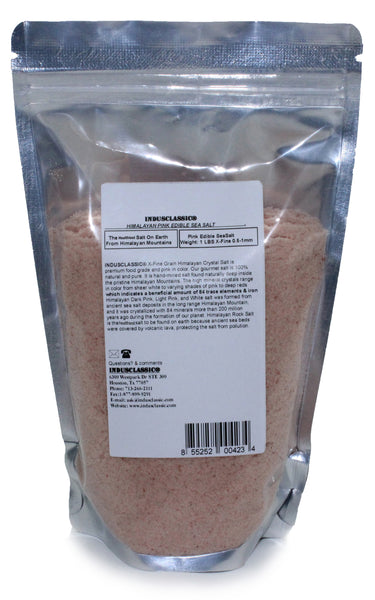 IndusClassic® 1 lbs Authentic Pure Natural Halall Unprocessed Himalayan Edible Pink Cooking Fine Grain Salt ( 0.5mm to 1mm )
