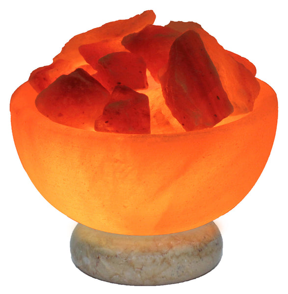 IndusClassic® LFBM-04 Fire Bowl Himalayan Crystal Rock Salt Lamp Ionizer Air Purifier With Marble Base And Dimmable Control