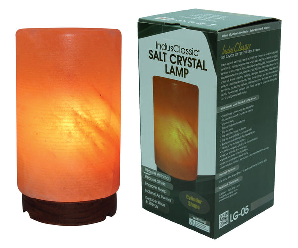 IndusClassic® LG-05 Cylinder Himalayan Crystal Rock Salt Lamp Ionizer Air Purifier With Dimmable Control