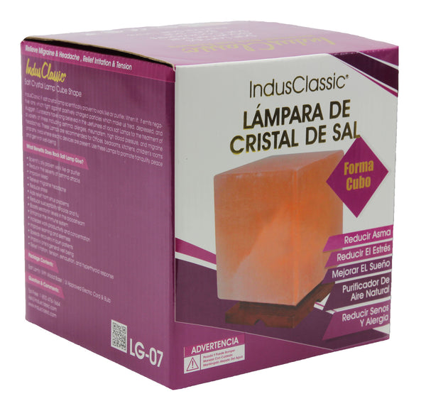 Indusclassic® LG-07 Cube Himalayan Crystal Rock Salt Lamp Ionizer Air Purifier Lamp With Dimmable Control