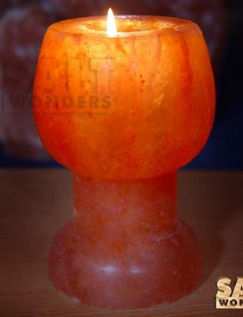 IndusClassic® TLN-20 Himalayan Natural Crystal Salt Wine Glass Tea Light Candle Holder
