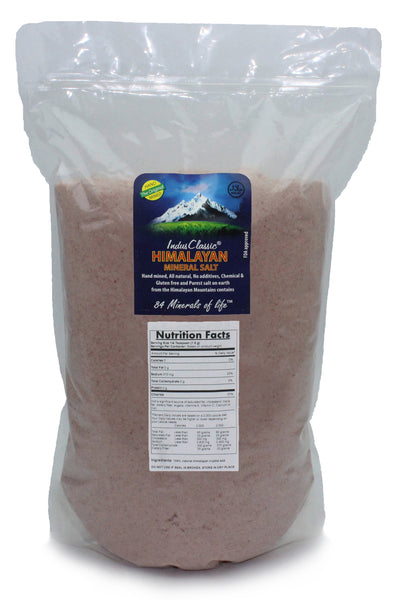 IndusClassic® 20 lbs Authentic Pure Natural Halall Unprocessed Himalayan Edible Pink Cooking Fine Grain Salt ( 0.5mm to 1mm )