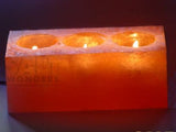 IndusClassic® TLN-09 Himalayan Natural Crystal Salt Rectangular 3 Holes Tea Light Candle Holder