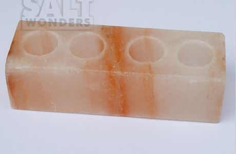 IndusClassic® TLN-10 Himalayan Natural Crystal Salt Rectangular 4 Holes Tea Light Candle Holder