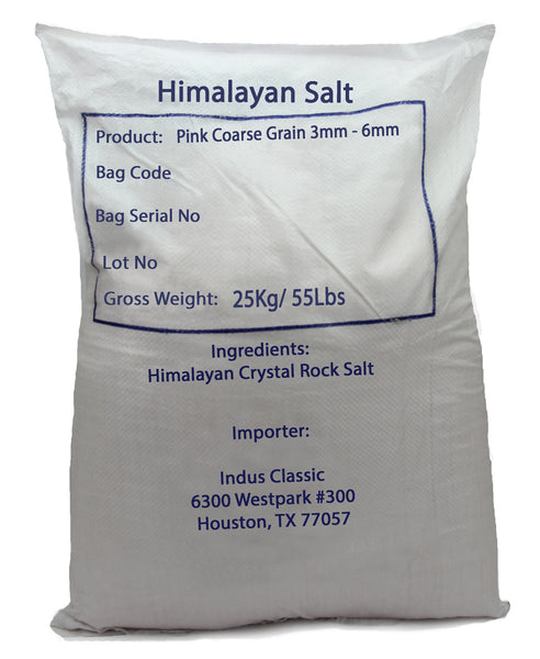 IndusClassic® 55 lbs AUthentic Pure Natural Halall Unprocessed Himalayan Edible Pink Cooking Coarse Grain Salt 3mm to 6mm