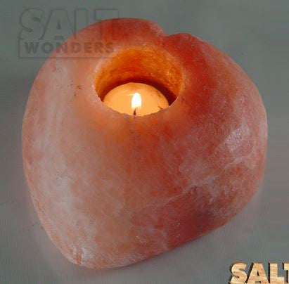 IndusClassic® TLN-21 Himalayan Natural Crystal Salt Heart Tea Light Candle Holder