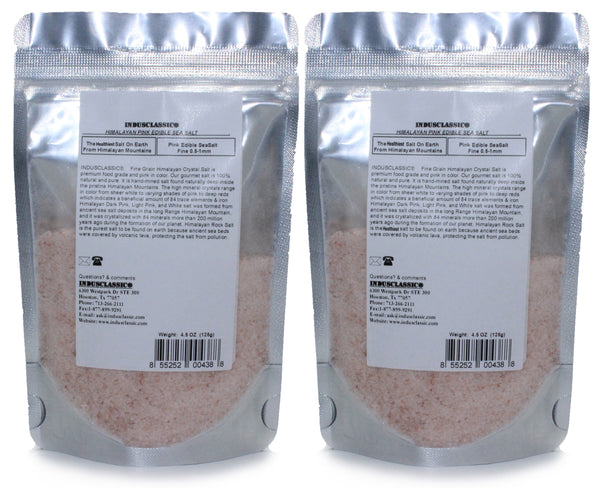 IndusClassic® 9 OZ Authentic Pure Natural Halall Unprocessed Himalayan Edible Pink Cooking Fine Grain Salt ( 0.5mm to 1mm )( 4.5 Oz Pack Of Two)