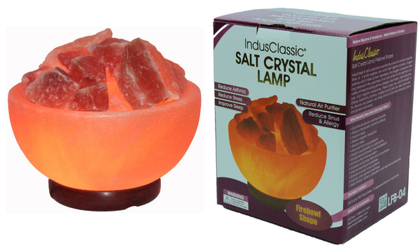 IndusClassic® LFB-04 Fire Bowl Himalayan Crystal Rock Salt Lamp Ionizer Air Purifier With Dimmable Control