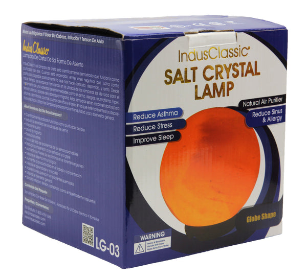 Indusclassic® LG-03 Globe Himalayan Crystal Rock Salt Lamp Ionizer Air Purifier With Dimmable Control